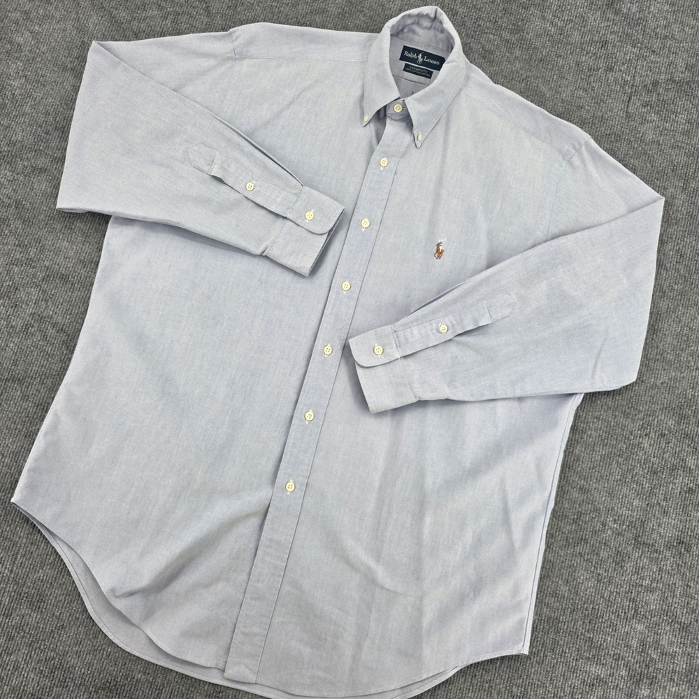 Ralph Lauren Yarmouth Light Blue Cotton Oxford Button Down Shirt 16-33 Mens